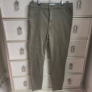 Zara | high-waisted green stretch jeans size 12